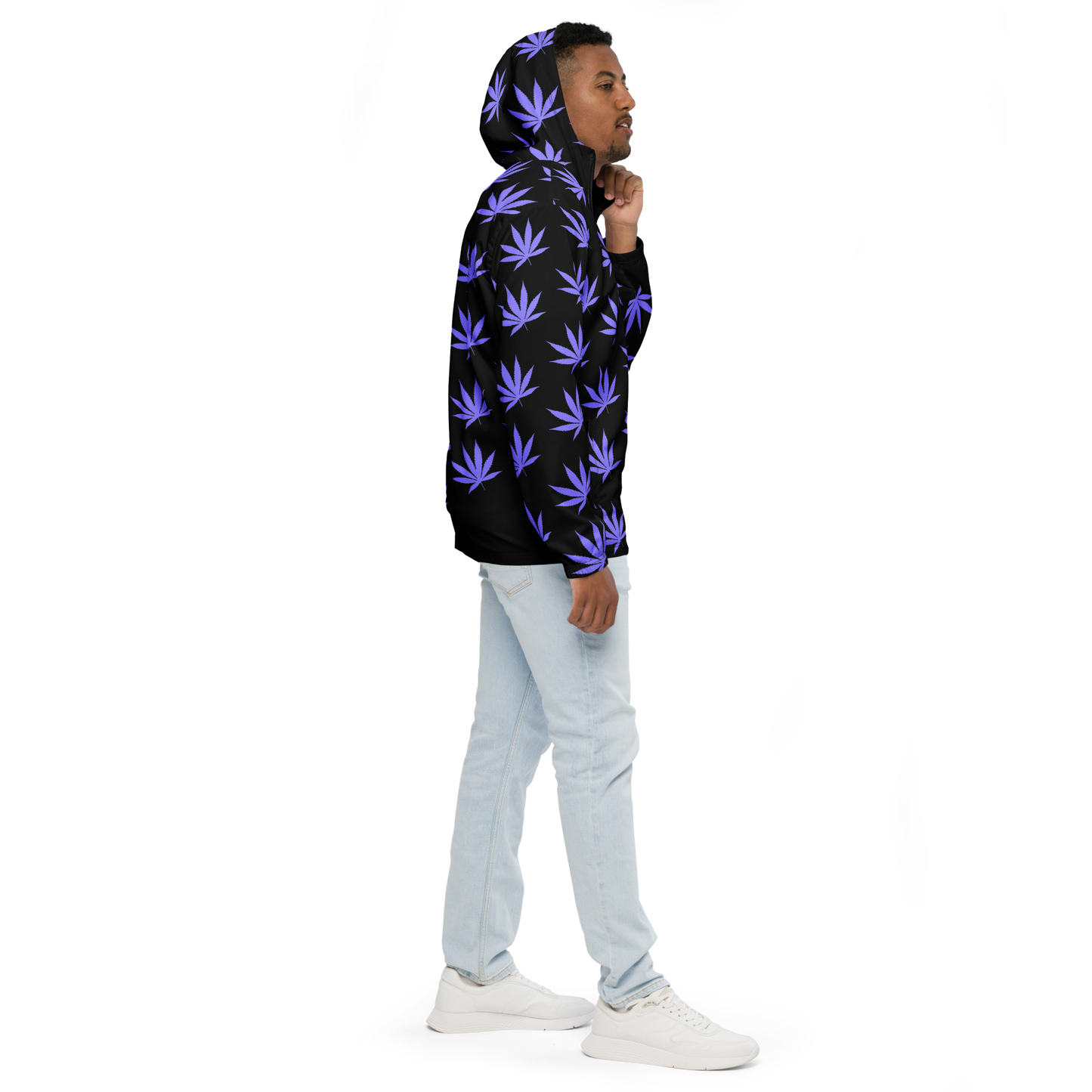 Black & Purple Hemp Leaf Men’s Wavelength Windbreaker