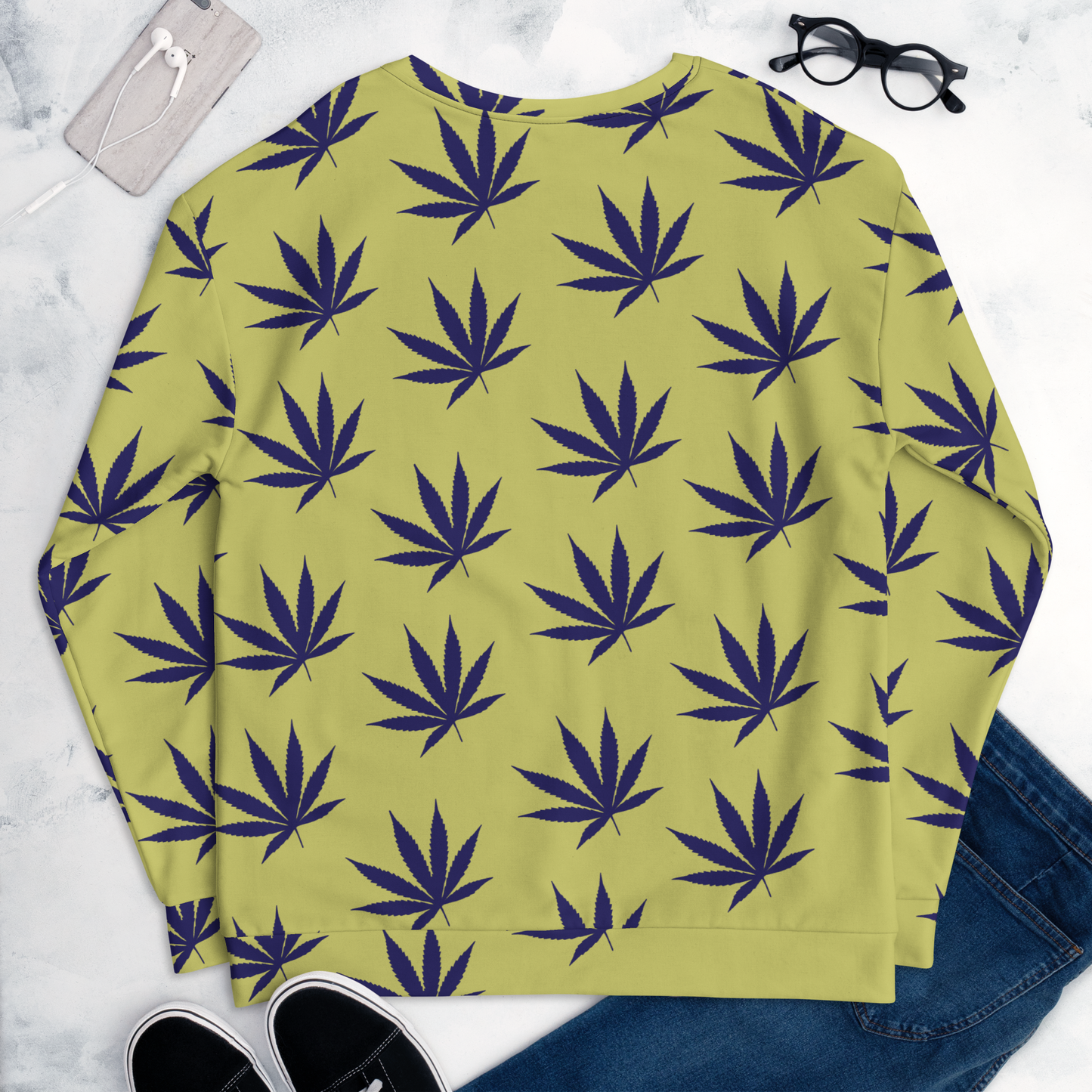 Yellow Leaf Print Unisex Sweatshirt