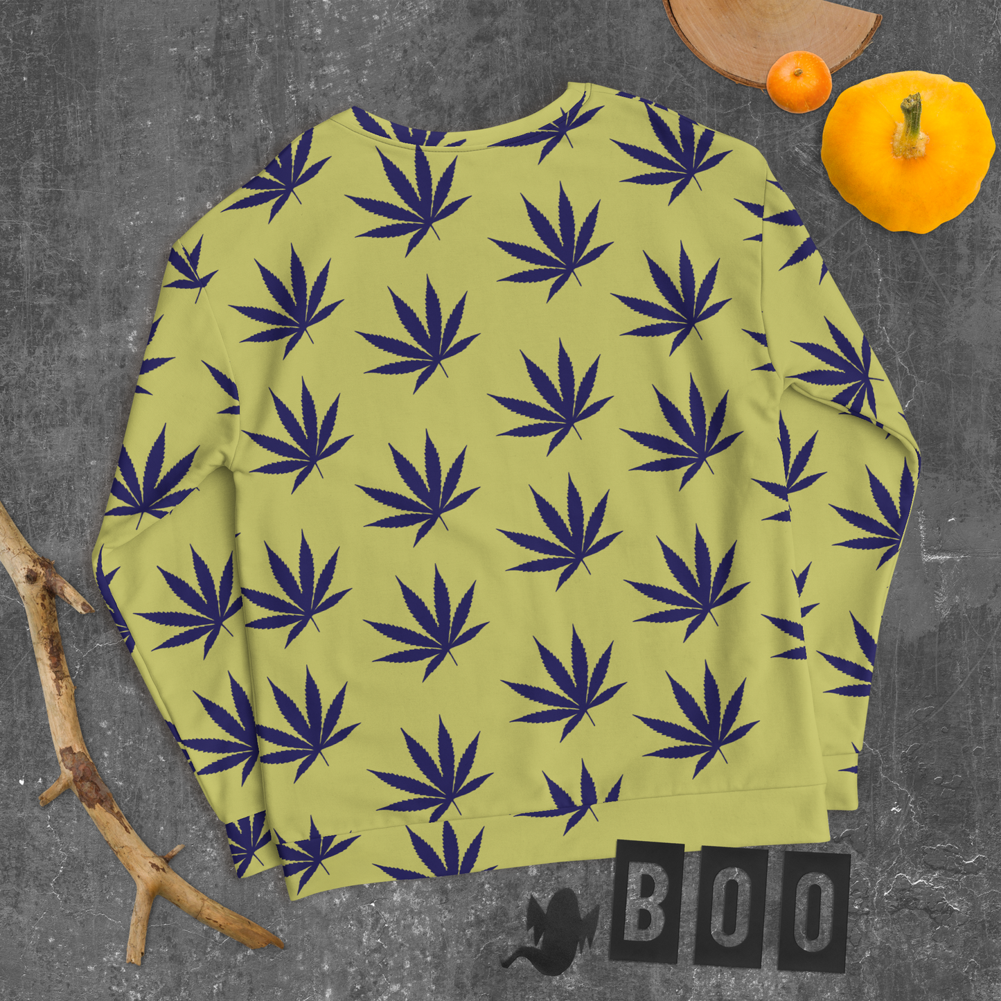 Yellow Leaf Print Unisex Sweatshirt