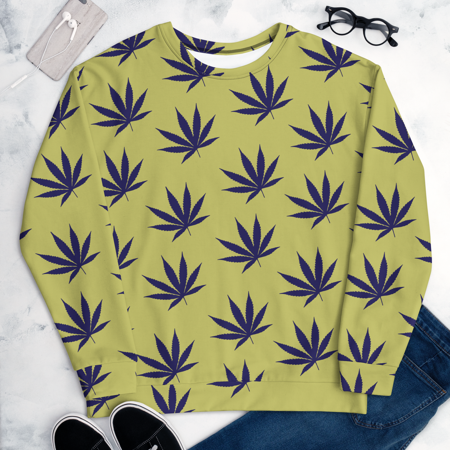 Yellow Leaf Print Unisex Sweatshirt