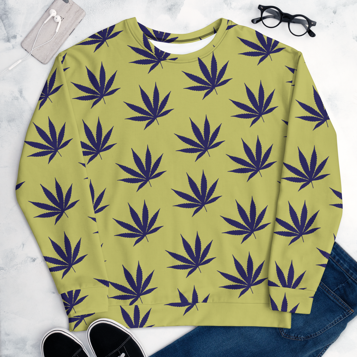 Yellow Leaf Print Unisex Sweet Sweatshirt