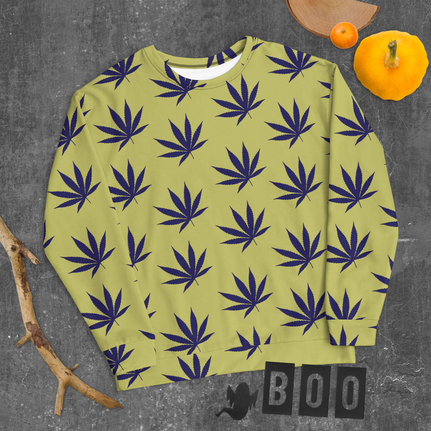 Yellow Leaf Print Unisex Sweatshirt