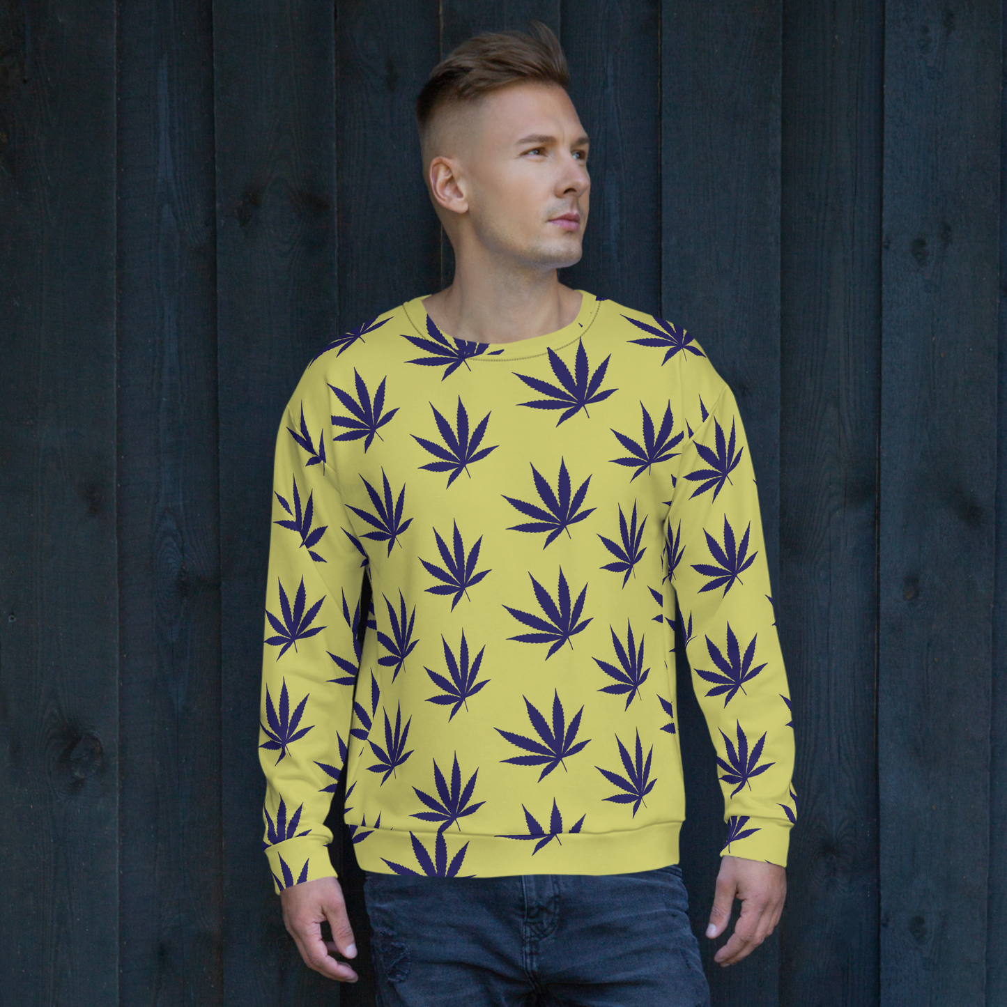 Yellow Leaf Print Unisex Sweatshirt
