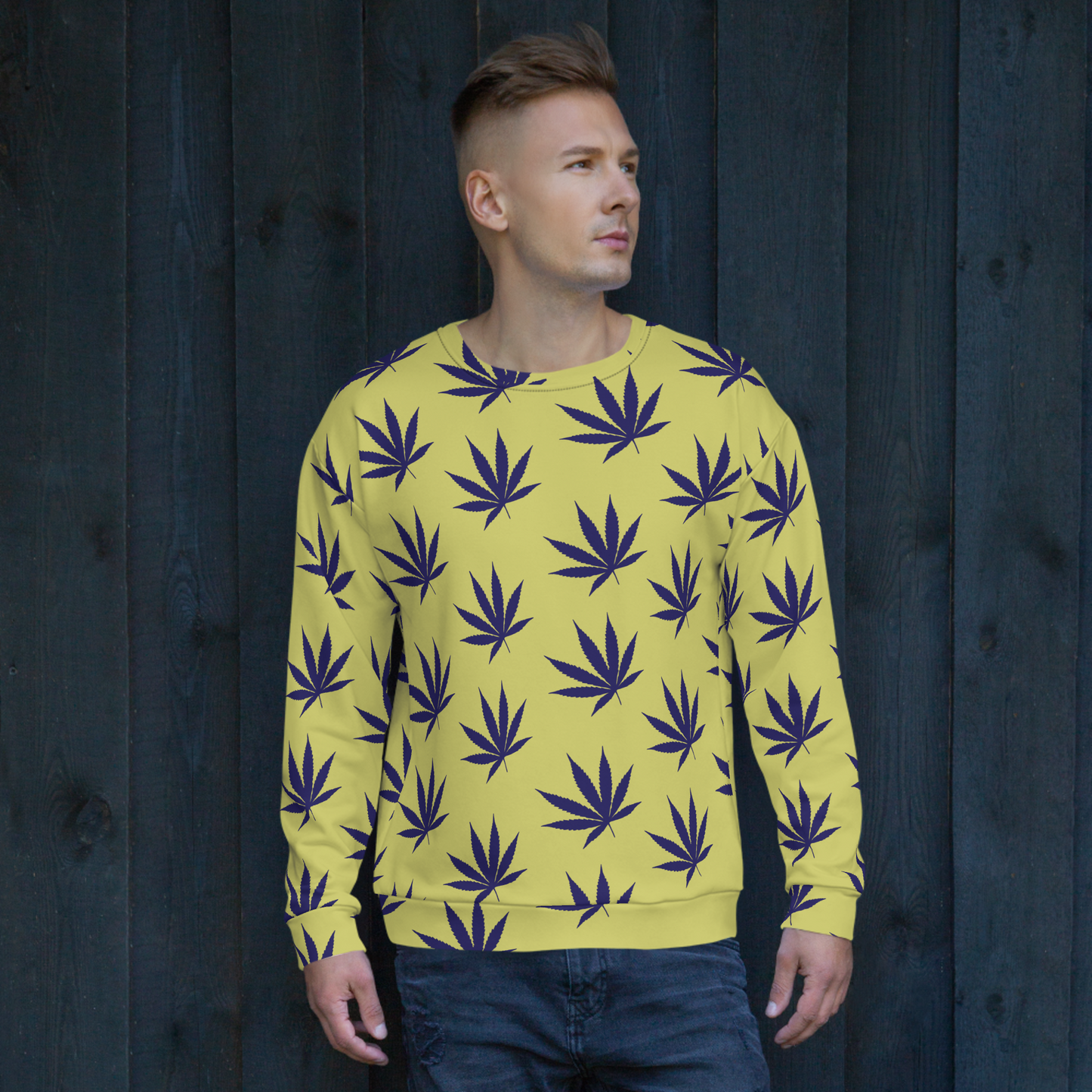 Yellow Leaf Print Unisex Sweet Sweatshirt