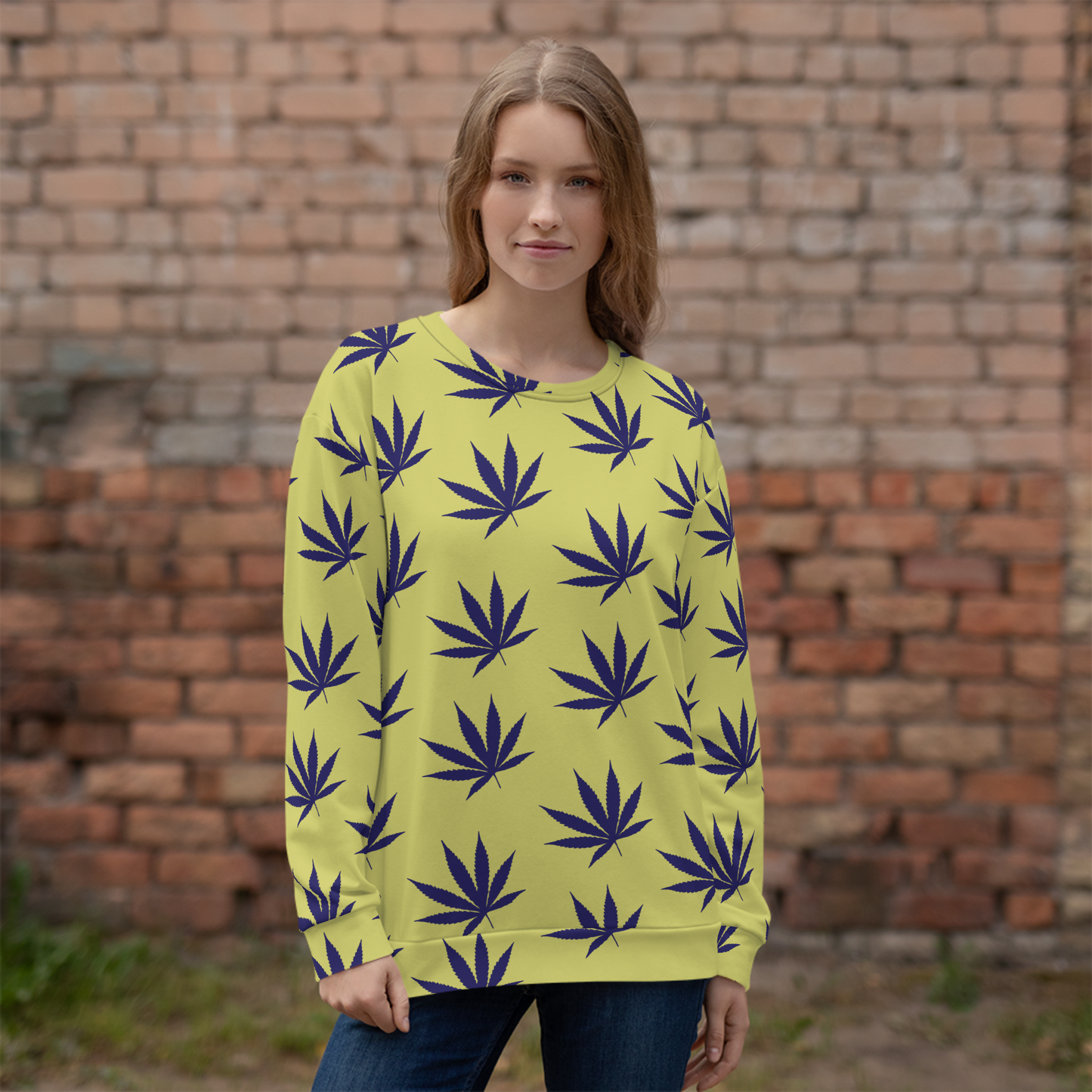 Yellow Leaf Print Unisex Sweatshirt