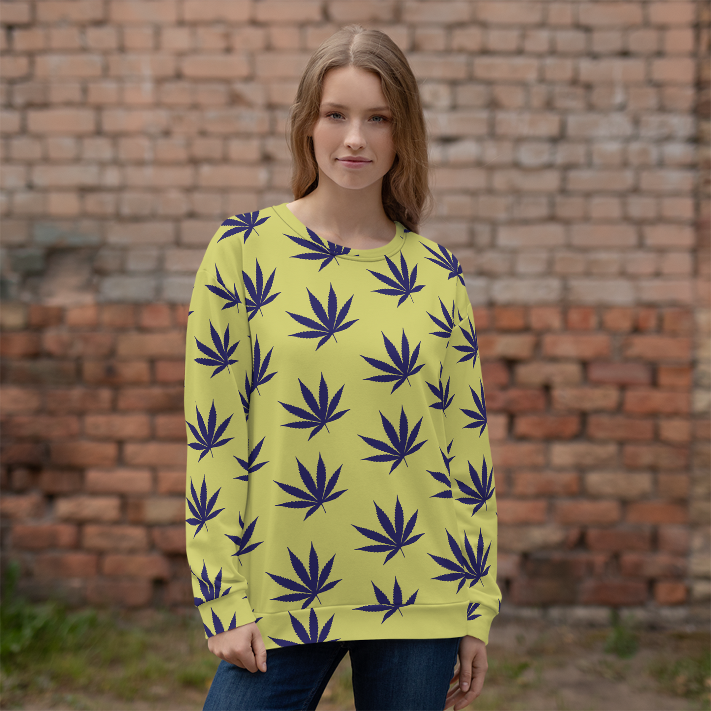 Yellow Leaf Print Unisex Sweet Sweatshirt